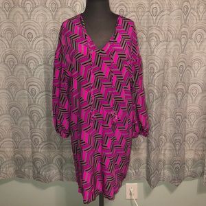 -Sold- Trina Turk Silk Chevron Sheath Dress